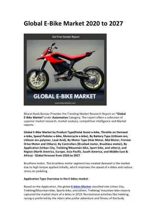 Global E-Bike Market 2020 to 2027