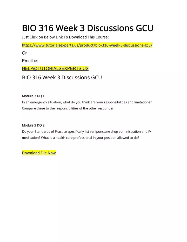 bio 316 week 3 discussions gcu bio 316 week