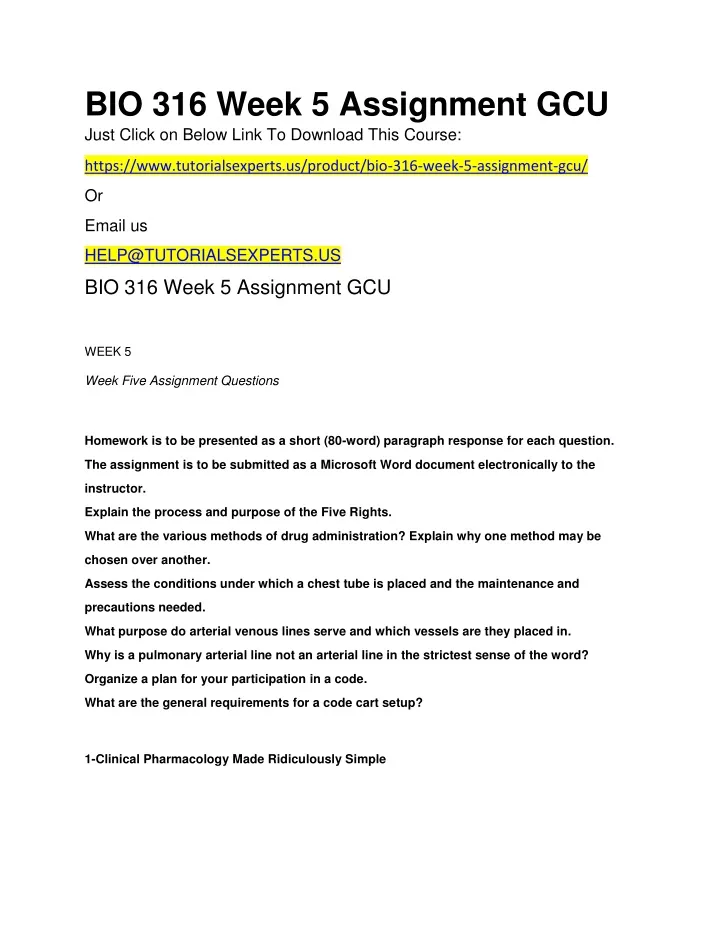 bio 316 week 5 assignment gcu just click on below