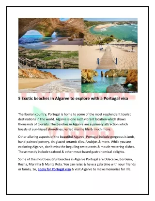 5 Exotic beaches in Algarve to explore with a Portugal visa