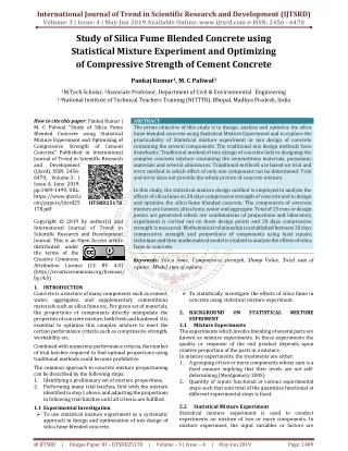 Study of Silica Fume Blended Concrete Using Statistical Mixture Experiment and Optimizing of Compressive Strength of Cem