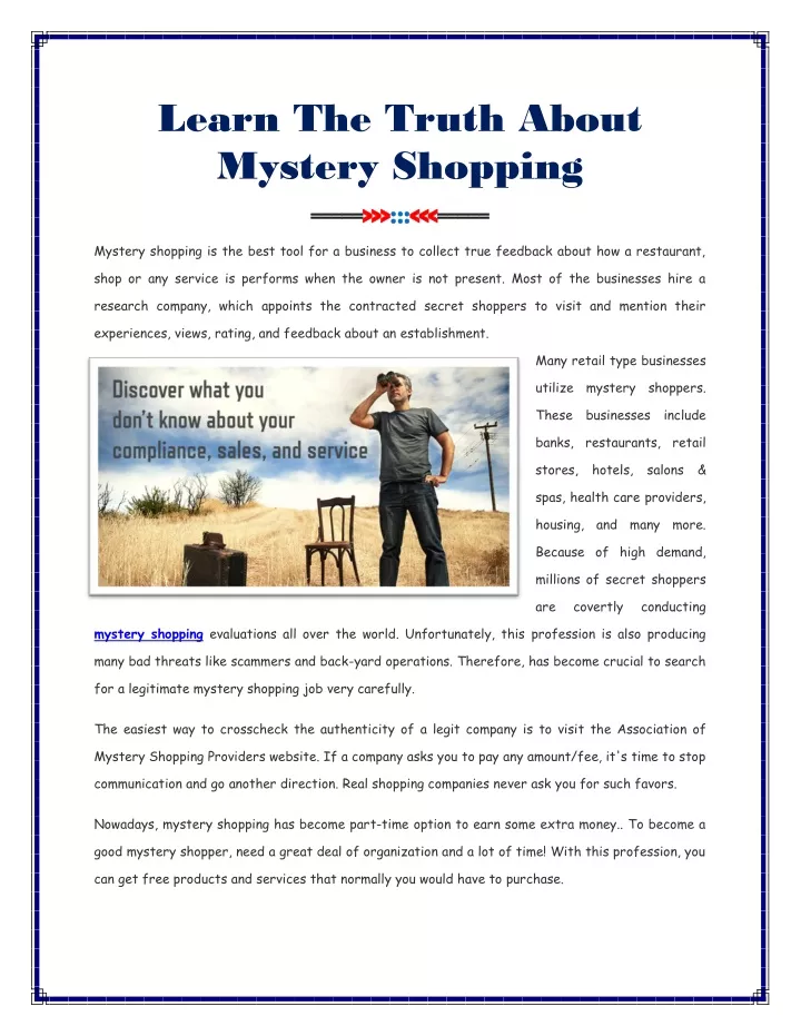 learn the truth about mystery shopping