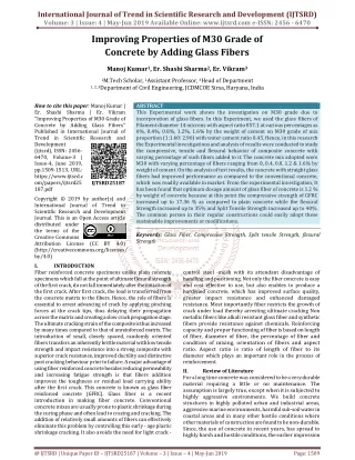 Improving Properties of M30 Grade of Concrete by Adding Glass Fibers