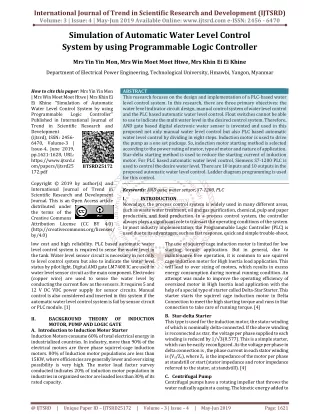 Simulation of Automatic Water Level Control System by Using Programmable Logic Controller