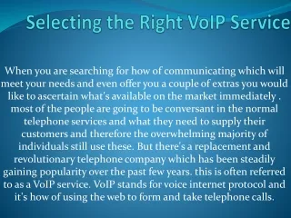 Selecting the Right VoIP Service