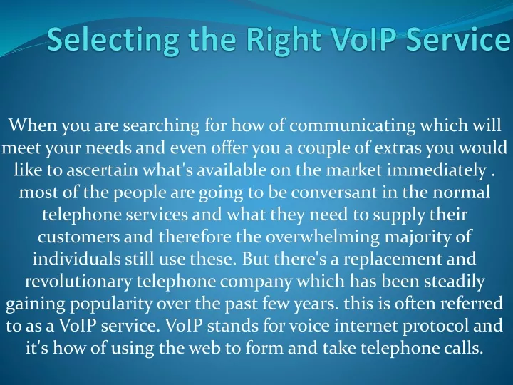selecting the right voip service