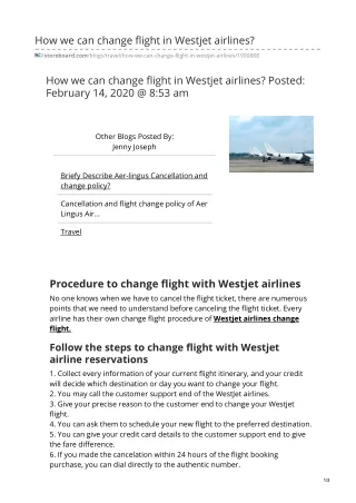 WestJet Airlines Change Flight