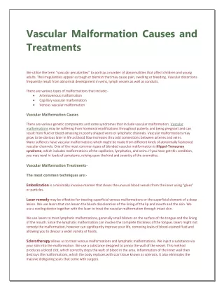 vascular malformation causes and treatments
