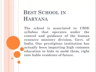 Best School in Haryana