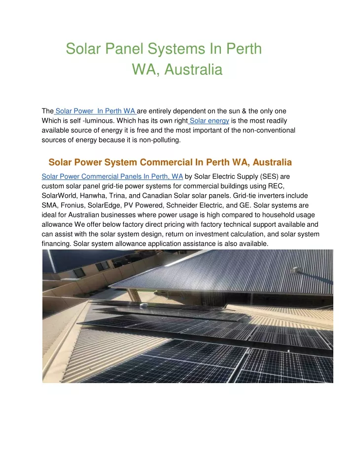 solar p anel systems in perth wa australia