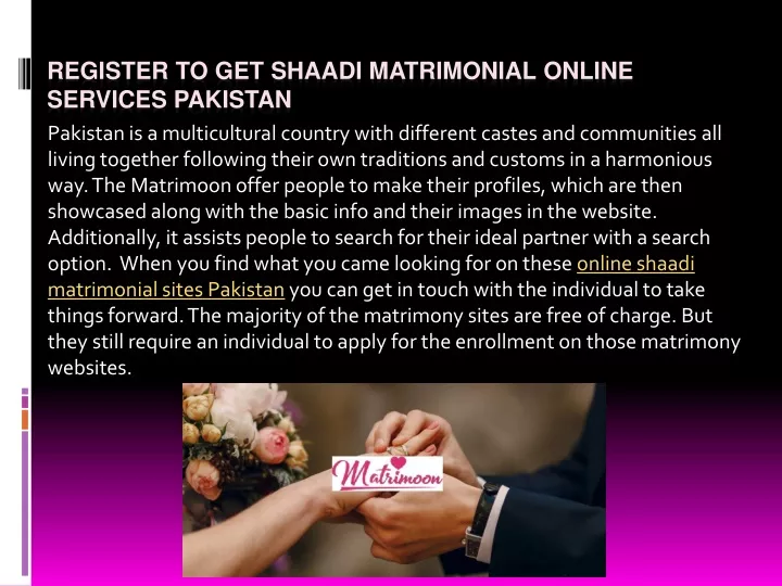 register to get shaadi matrimonial online services pakistan