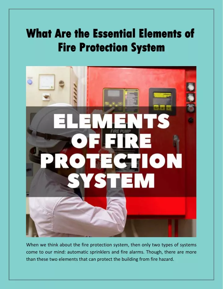 what are what are the fire protection system fire