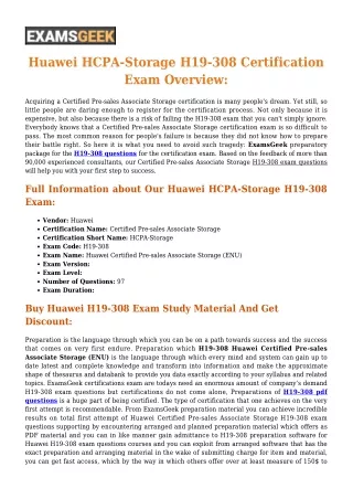 Huawei H19-308 [2020] Exam Questions - Success Secret