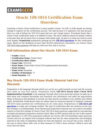 Oracle 1Z0-1014 [2020] Exam Questions - Success Secret