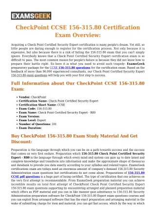 CheckPoint CCSE 156-315.80 [2020] Exam Questions - Success Secret