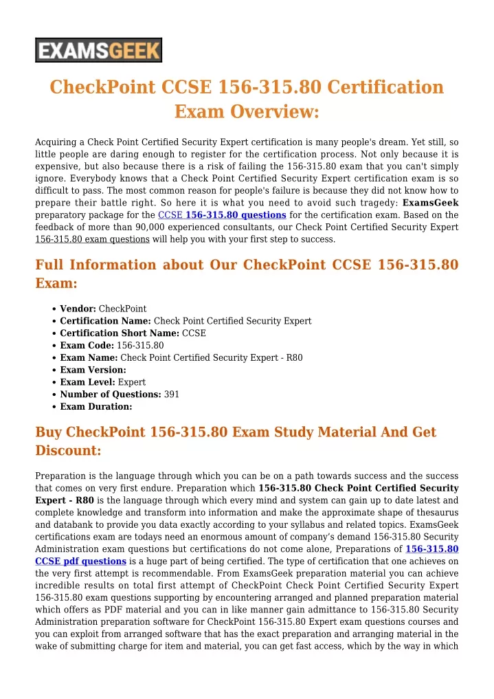 checkpoint ccse 156 315 80 certification exam