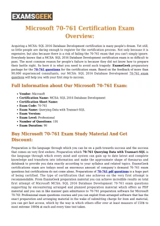 Microsoft 70-761 [2020] Exam Questions - Success Secret