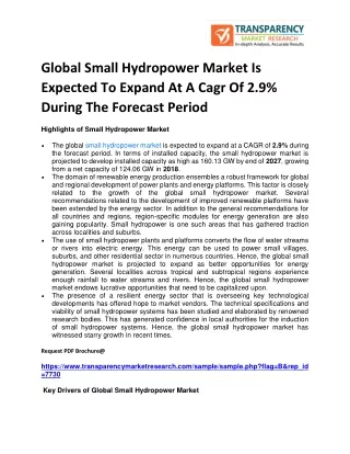 Global Small Hydropower Market Is Expected To Expand At A Cagr Of 2.9% During The Forecast Period