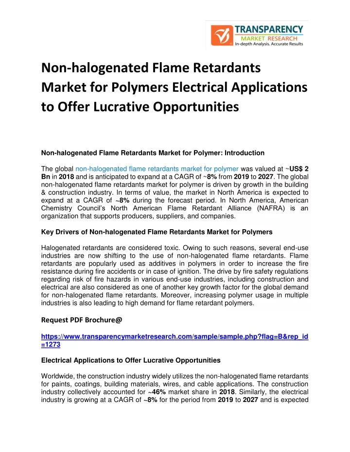 non halogenated flame retardants market