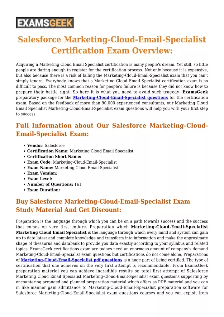 salesforce marketing cloud email specialist