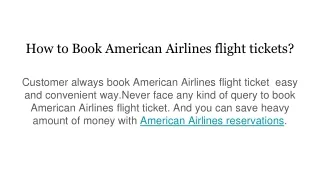 How to Book American Airlines flight tickets?