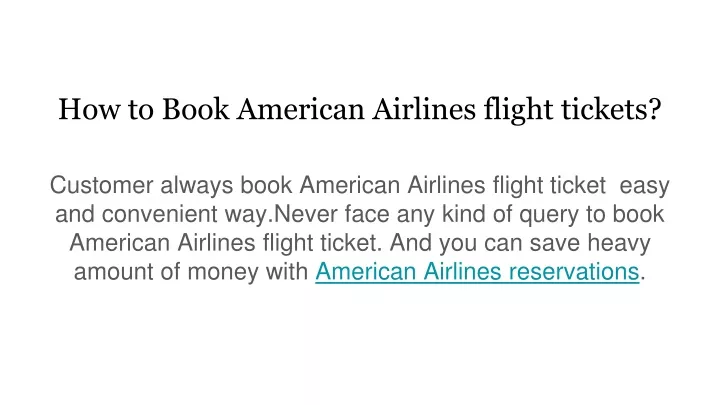 how to book american airlines flight tickets