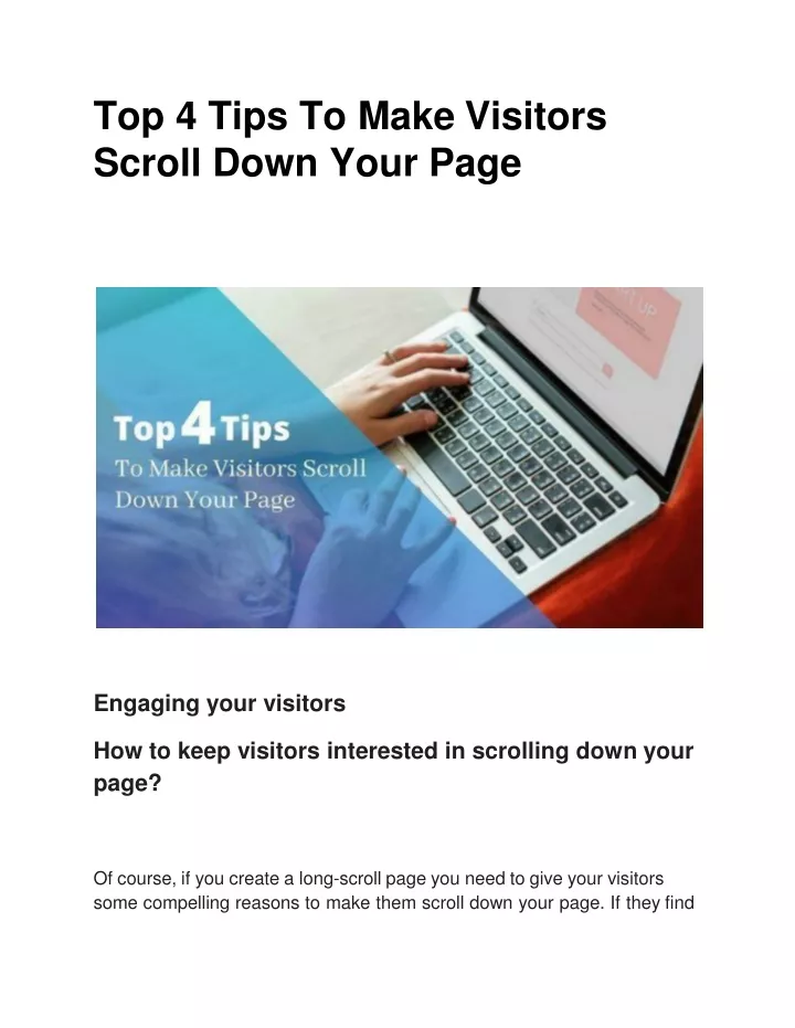 top 4 tips to make visitors scroll down your page