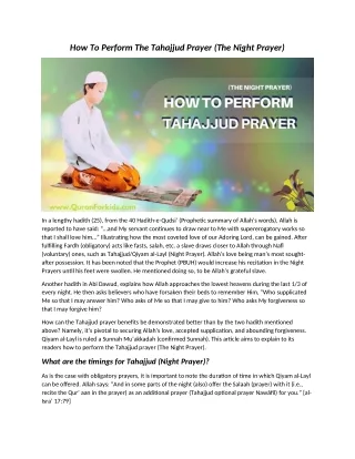 How To Perform The Tahajjud Prayer (The Night Prayer)