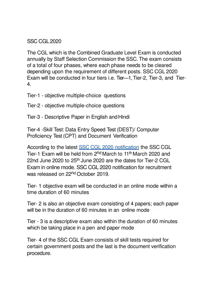 ssc cgl 2020 the cgl which is the combined