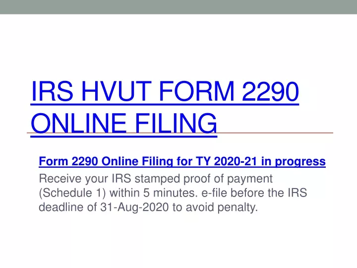 irs hvut form 2290 online filing