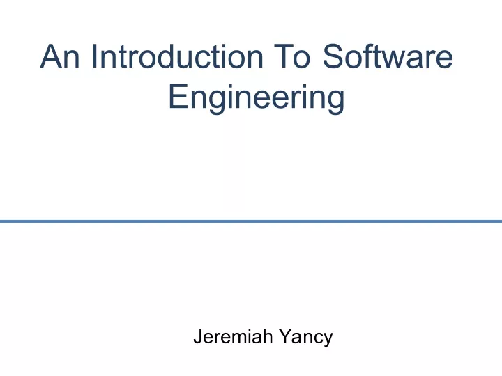 an introduction to software engineering