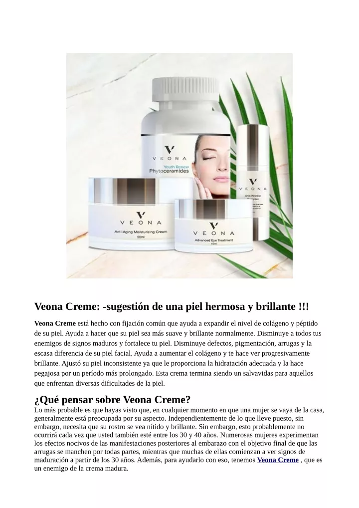 veona creme sugesti n de una piel hermosa