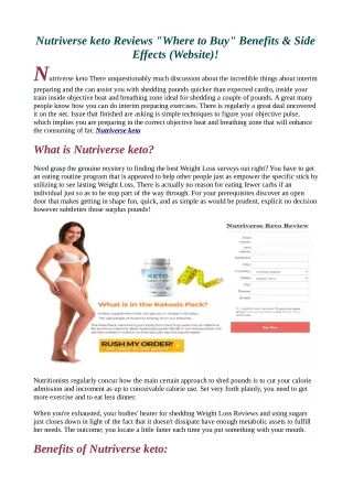 Nutriverse keto |Reviews |Where to buy|Side Effects|Benfits|Scam.