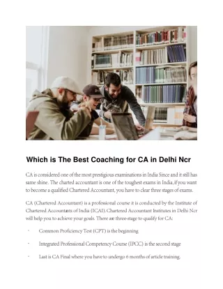 How to Choose Best CA Coaching in Delhi Ncr