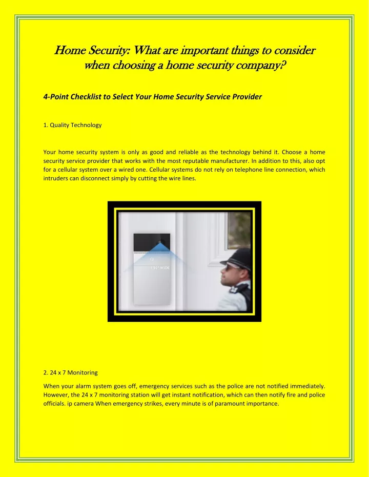 home security what are important things