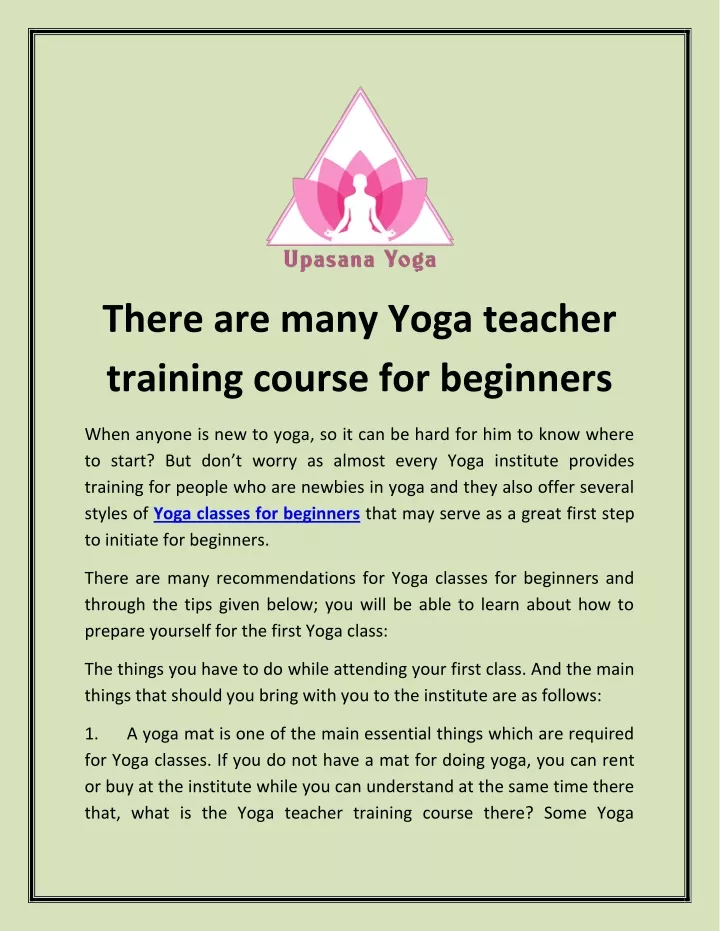 there are many yoga teacher training course
