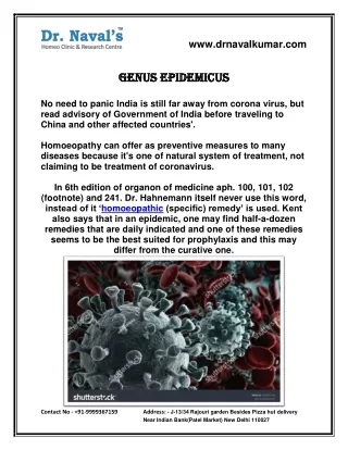 Genus Epidemicus - Homeopathic Doctor