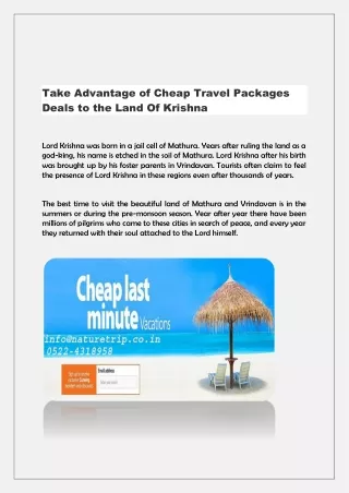 Cheap Travel Packages Deals