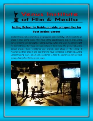 Acting school in noida provide prospective for best acting career