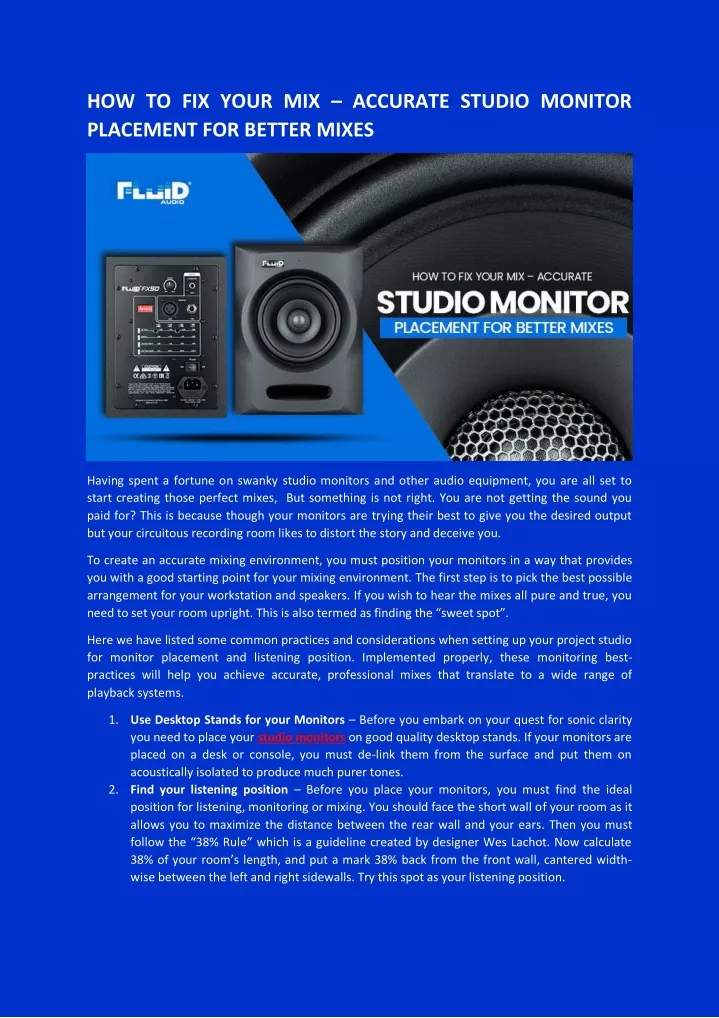 how to fix your mix accurate studio monitor