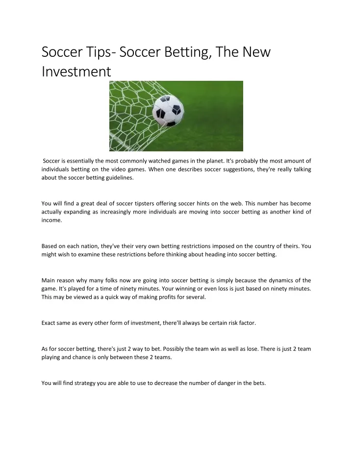 soccer tips soccer betting the new investment