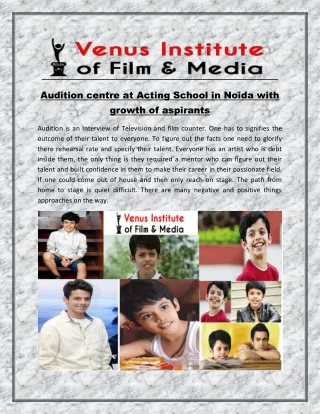 Audition centre at acting school in noida with growth of aspirant