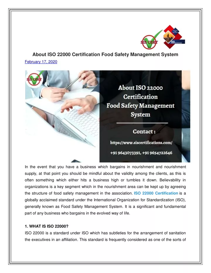 about iso 22000 certification food safety
