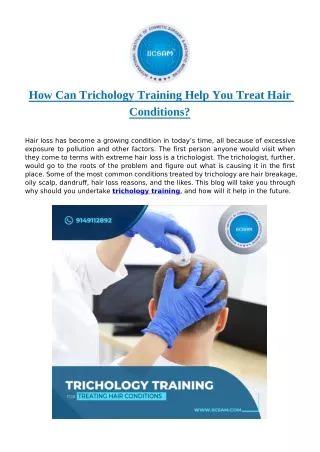 How can trichology training help you treat hair conditions?