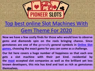 Top best online Slot Machines With Gem Theme For 2020