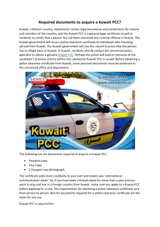 Required documents to acquire a Kuwait PCC?