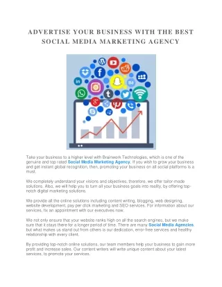 ADVERTISE YOUR BUSINESS WITH THE BEST SOCIAL MEDIA MARKETING AGENCY