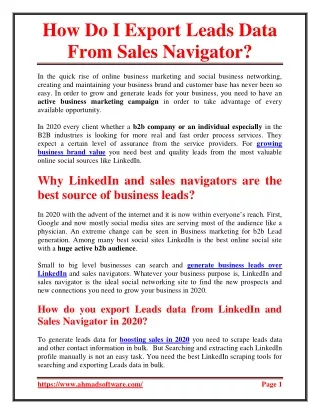 How do I export leads data from sales navigator