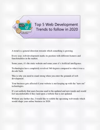 Top Web Development Trends to Follow in 2020