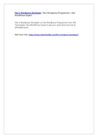 Hire a Wordpress Developer | Hire Wordpress Programmer | Hire WordPress Expert